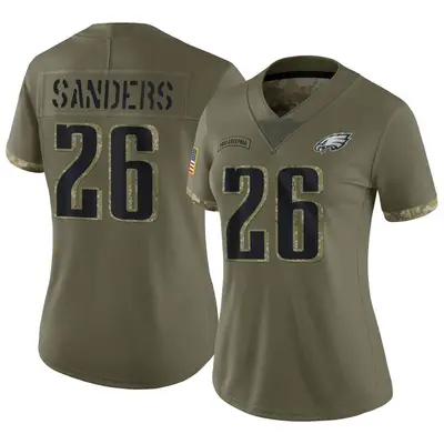Women's Limited Miles Sanders Philadelphia Eagles Olive 2022 Salute To Service Jersey