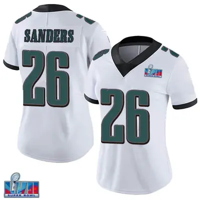 Women's Limited Miles Sanders Philadelphia Eagles White Vapor Untouchable Super Bowl LVII Patch Jersey