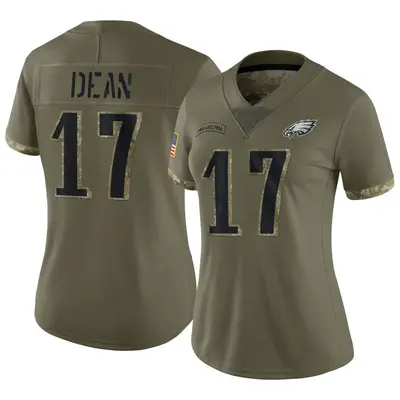 Women's Limited Nakobe Dean Philadelphia Eagles Olive 2022 Salute To Service Jersey