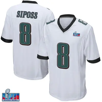 Youth Game Arryn Siposs Philadelphia Eagles White Super Bowl LVII Patch Jersey