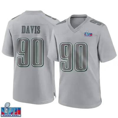 Youth Game Jordan Davis Philadelphia Eagles Gray Atmosphere Fashion Super Bowl LVII Patch Jersey
