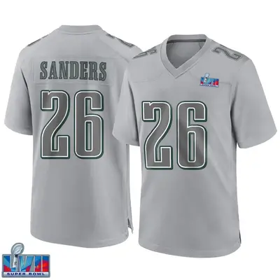 Youth Game Miles Sanders Philadelphia Eagles Gray Atmosphere Fashion Super Bowl LVII Patch Jersey
