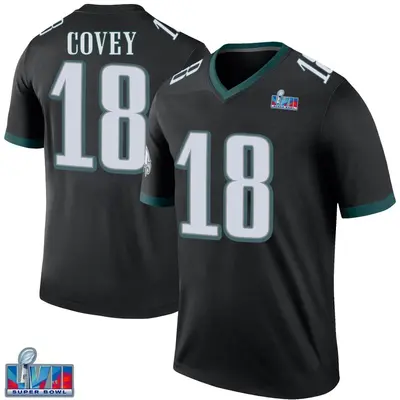 Youth Legend Britain Covey Philadelphia Eagles Black Color Rush Super Bowl LVII Patch Jersey