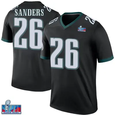 Youth Legend Miles Sanders Philadelphia Eagles Black Color Rush Super Bowl LVII Patch Jersey