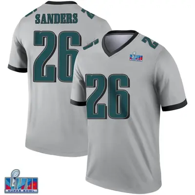 Youth Legend Miles Sanders Philadelphia Eagles Silver Inverted Super Bowl LVII Patch Jersey