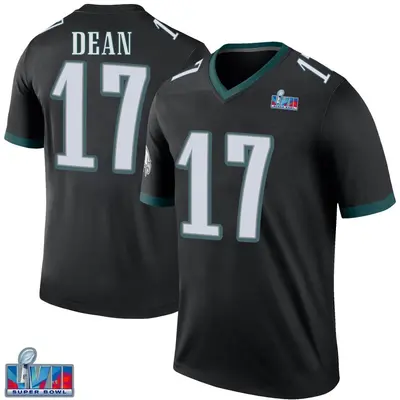 Youth Legend Nakobe Dean Philadelphia Eagles Black Color Rush Super Bowl LVII Patch Jersey