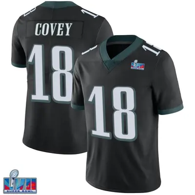 Youth Limited Britain Covey Philadelphia Eagles Black Alternate Vapor Untouchable Super Bowl LVII Patch Jersey