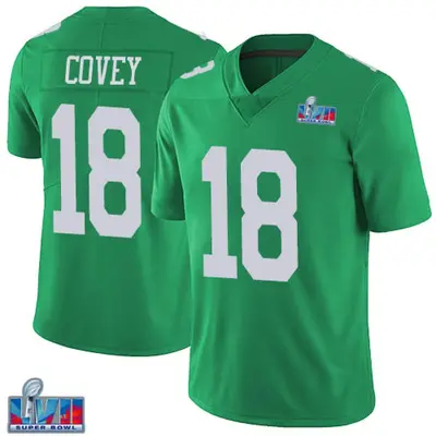 Youth Limited Britain Covey Philadelphia Eagles Green Vapor Untouchable Super Bowl LVII Patch Jersey