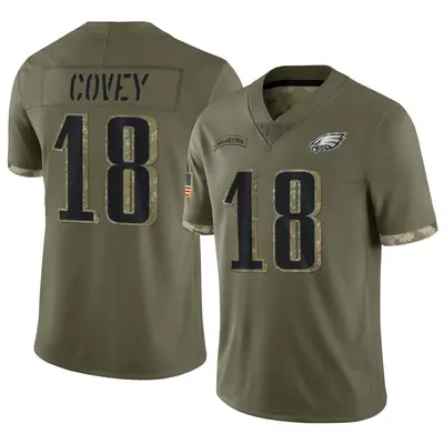 Youth Limited Britain Covey Philadelphia Eagles Olive 2022 Salute To Service Jersey