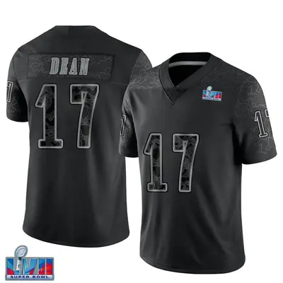Youth Limited Nakobe Dean Philadelphia Eagles Black Reflective Super Bowl LVII Patch Jersey