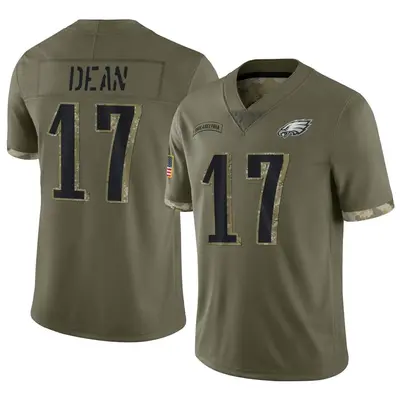 Youth Limited Nakobe Dean Philadelphia Eagles Olive 2022 Salute To Service Jersey